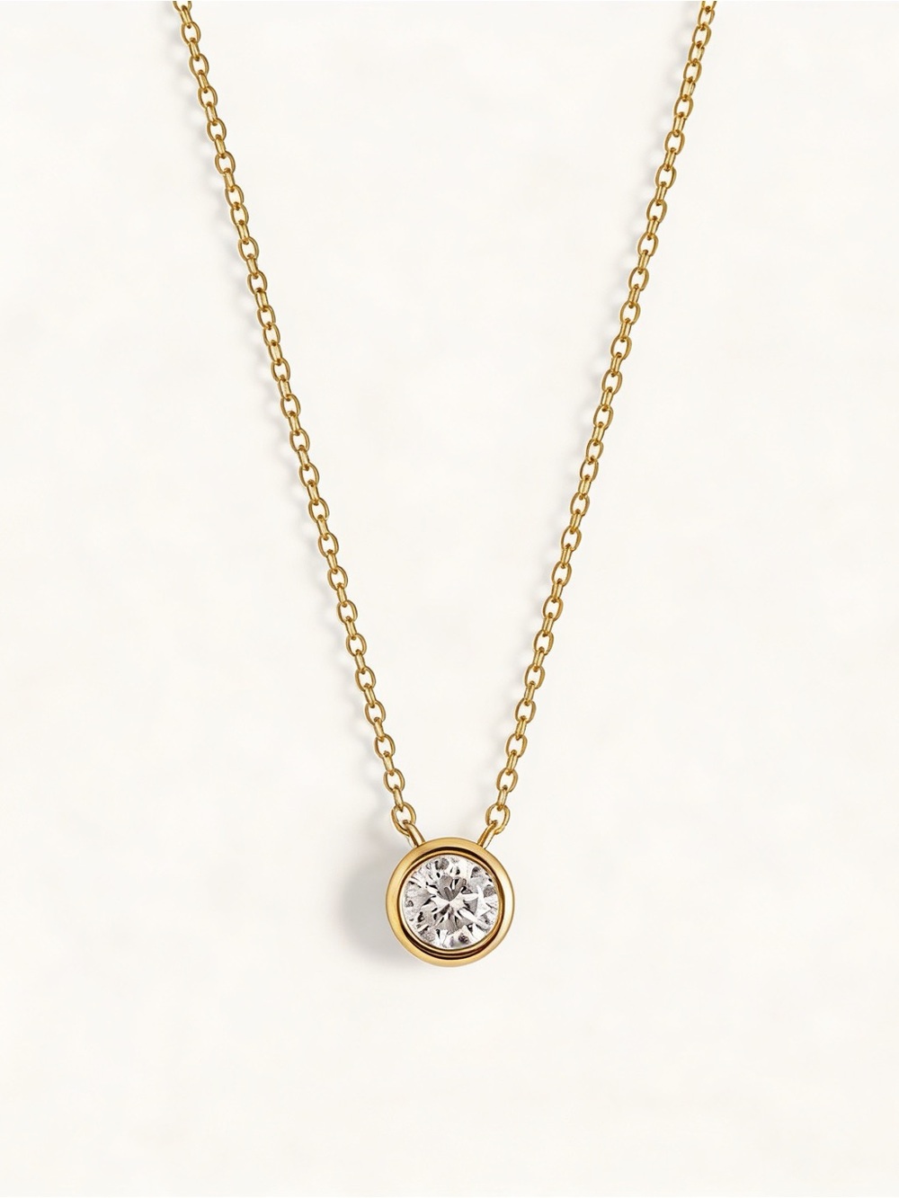🍒3/$30 New Dainty Gold Bezel-Set Crystal Solitaire Necklace
